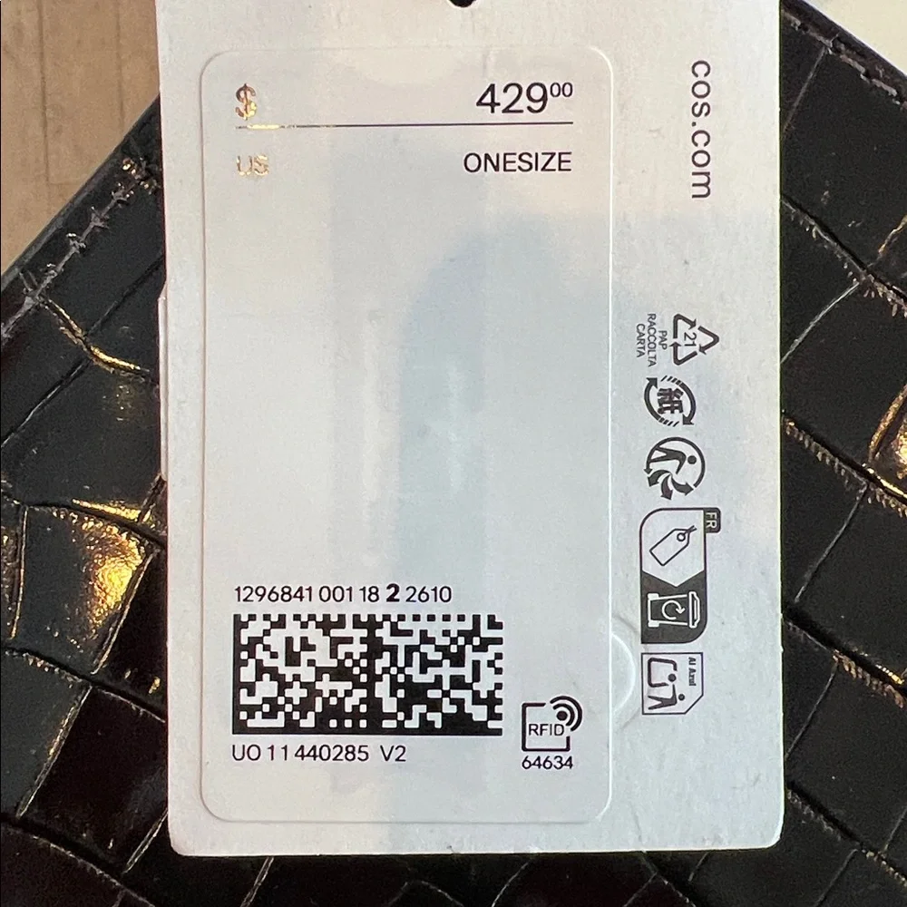 COS Croc Embossed High Gloss Leather Folio w/Adjustable Strap & Inner Pouch - Picture 8 of 10